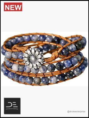 Natural Crystal Beaded Wrap Bracelet Boho Stone Adjustable Handmade Jewelry